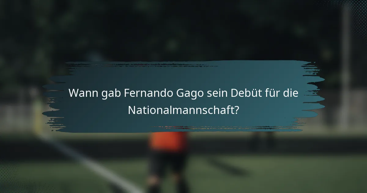 Wann gab Fernando Gago sein Debüt für die Nationalmannschaft?