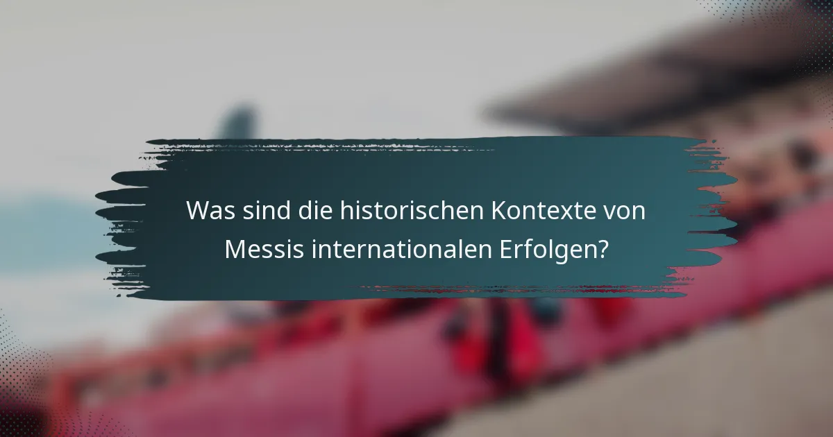 Was sind die historischen Kontexte von Messis internationalen Erfolgen?