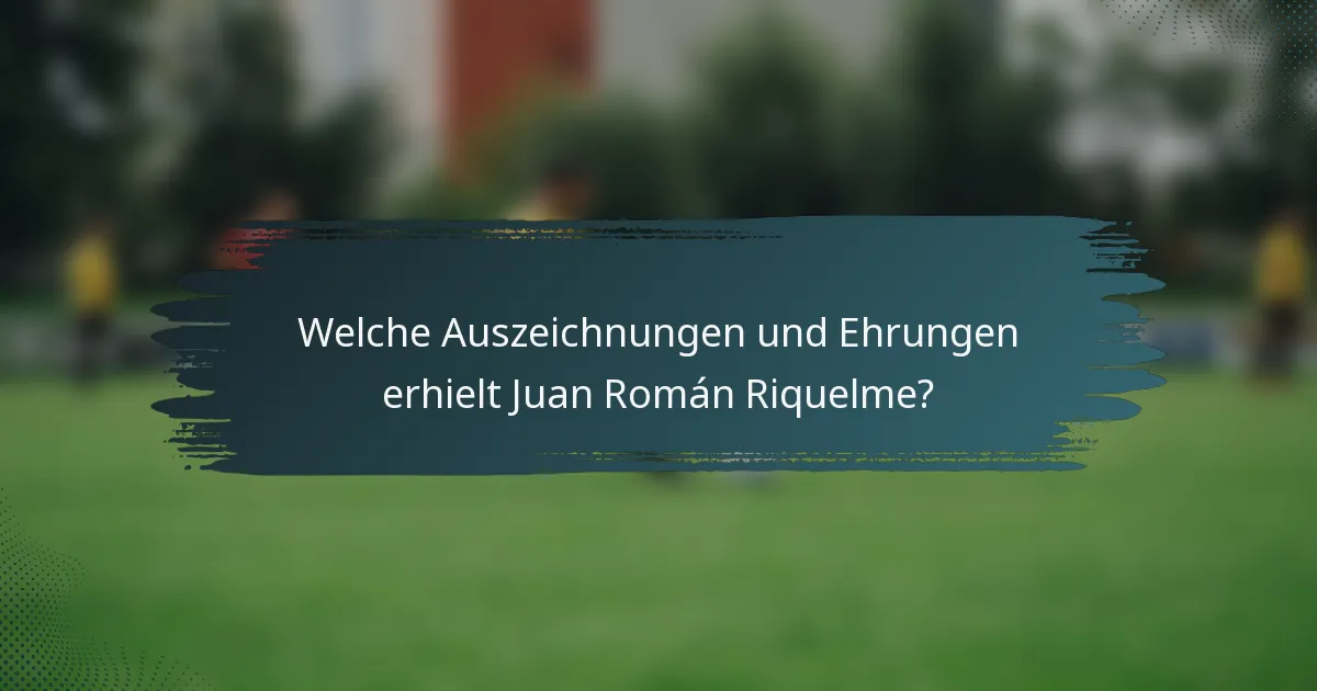 Welche Auszeichnungen und Ehrungen erhielt Juan Román Riquelme?