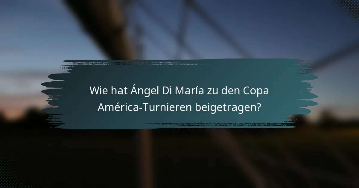 Wie hat Ángel Di María zu den Copa América-Turnieren beigetragen?
